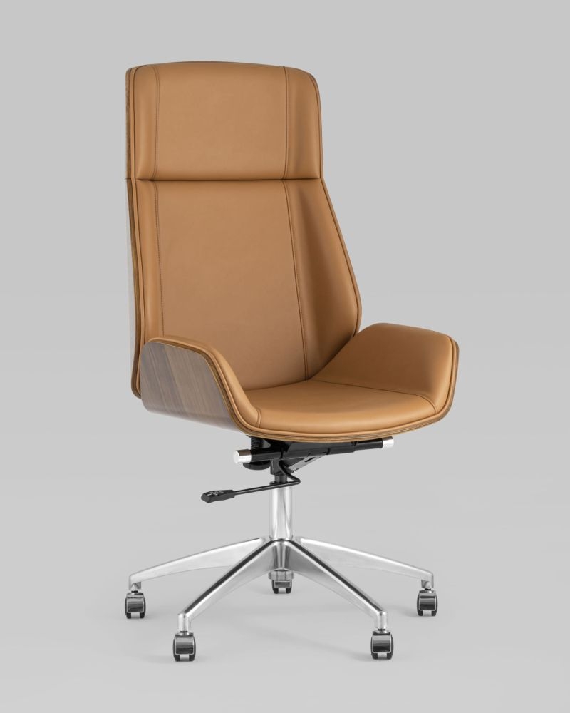 Кресло руководителя ТопЧаирс Cровн экокожа Коричневое / TopChairs Crown