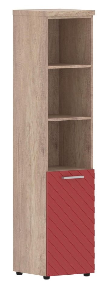 Шкаф колонка с глухой малой дверью и топом (правый) Torr LUX TLHC 42.5 R Дуб Каньон Красный