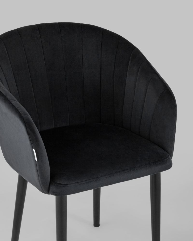 Стул с подлокотниками Нейтон велюр Черный