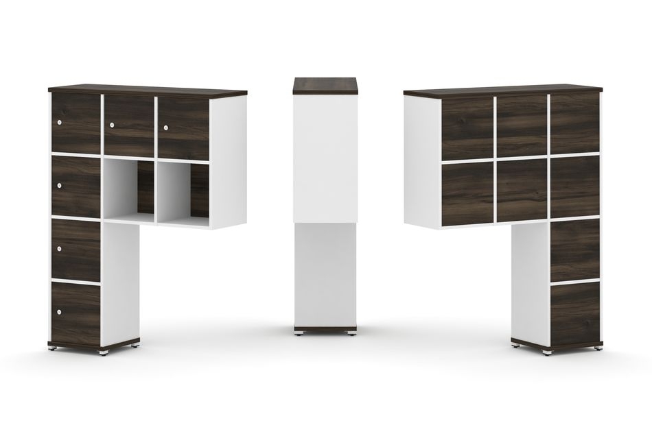 Надставка на стол высокая односторонняя + задняя стенка (8 шт.) + распашной фасад (6 шт.) CONCEPT CN.ONV-009 Дуб Мали Белый бриллиант Белый металл