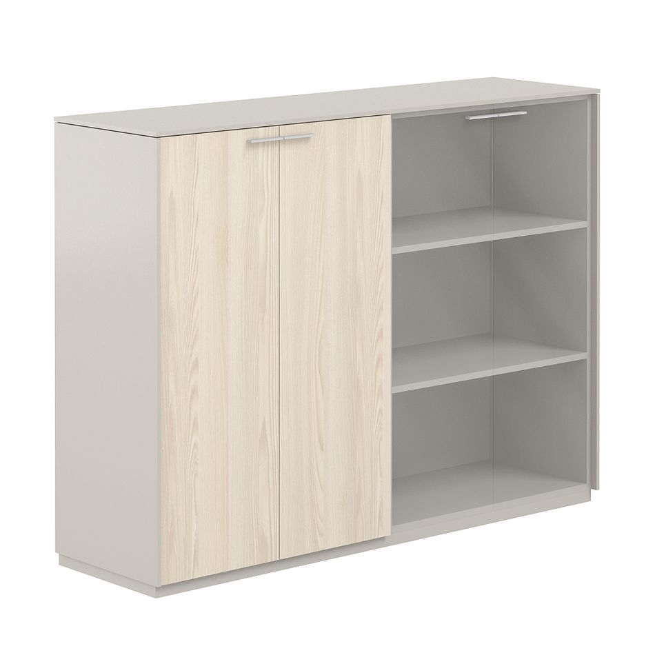 Шкаф средний двойной Atlas NZ-0305+NZ-0325.GS.YN.GL Серый камень Ясень Наварра