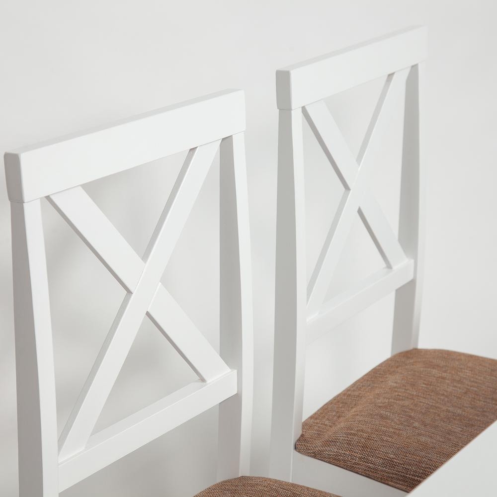 Обеденный комплект Хадсон (стол + 4 стула) Хадсон (стол + 4 стула)/ Hudson Dining Set дерево гевея/мдф, стол: 110х70х75см / стул: 44х42х89см, pure white (белый 2-1), ткань кор.-зол.