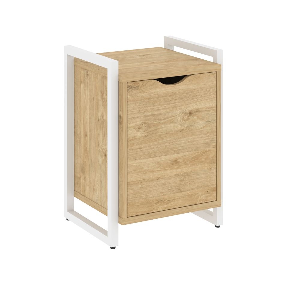 Тумба на регулируемых опорах с распашным фасадом LOFT VR.L-T2.O Металл белый Тиквуд светлый