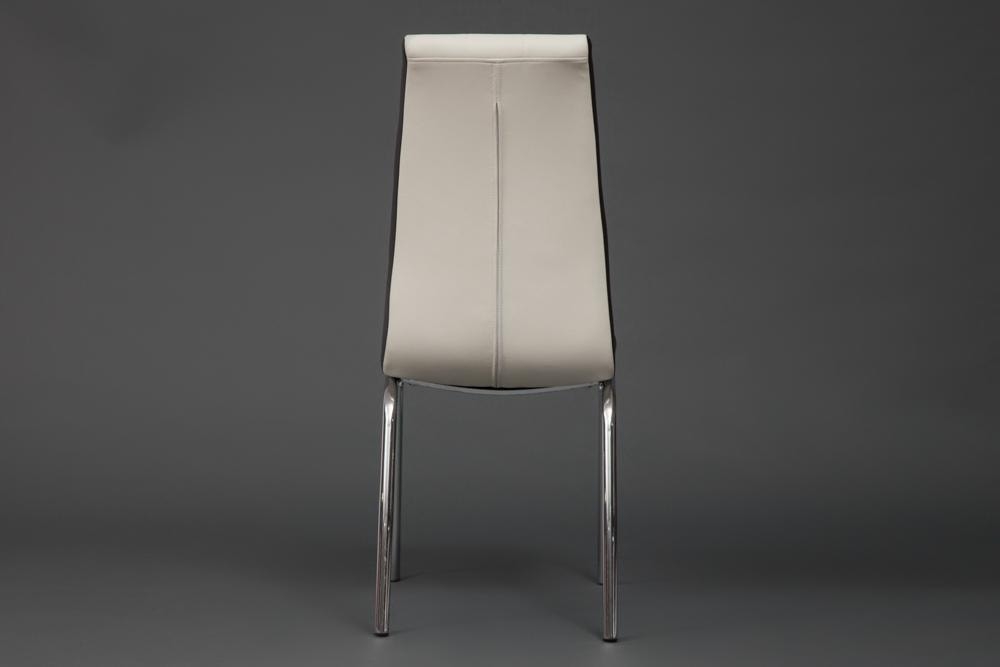 Стул ALESSI ( mod.36 ) металл/экокожа, 42 х 65 х 101 х 49 см, слоновая кость/темно-коричневый (окантовка)/хром