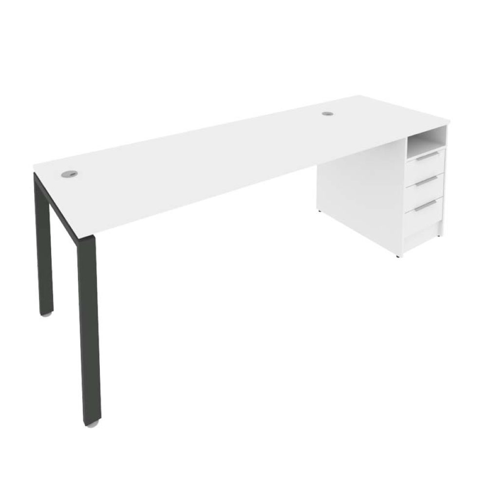 Рабочая станция с опорной тумбой Metal System Б.РС-СТП -1.5 Белый/Антрацит