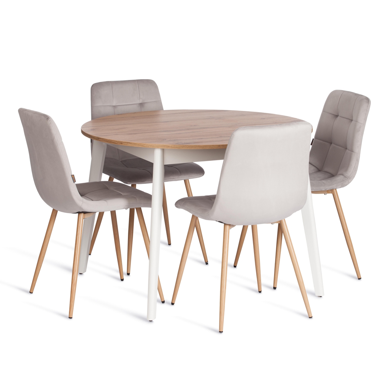 Стул CHILLY (mod. JSC-220) Велюр/металл , 44,5х52,5х88 см, Light grey (светло-серый) HLR14 / натуральный