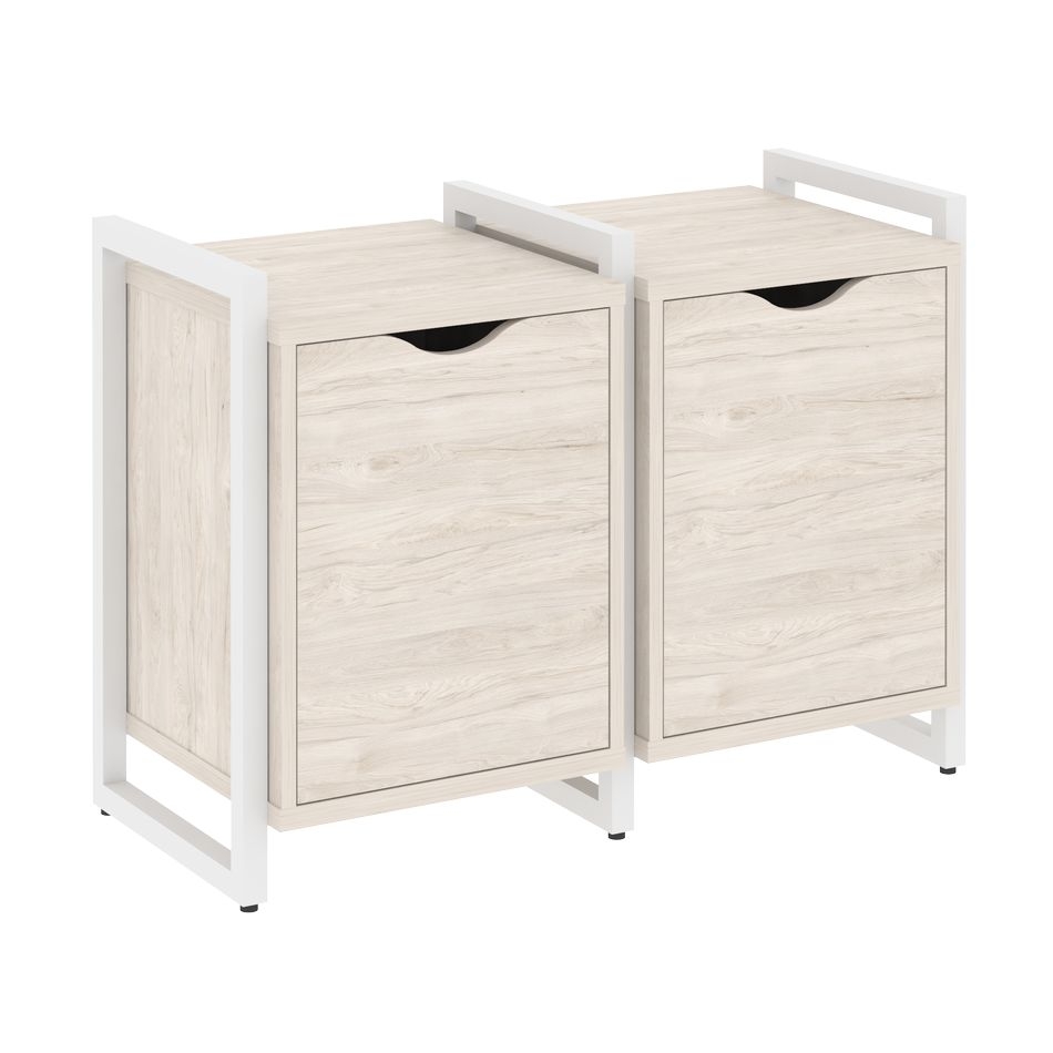 Тумба на регулируемых опорах наборная. Вариант №2 LOFT VR.L-TN-2.O Металл белый Денвер светлый