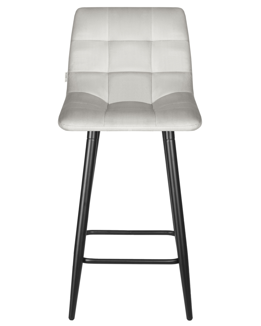Стул полубарный DOBRIN OLIVIA (черные матовые ножки, светло-серый велюр (108-52))