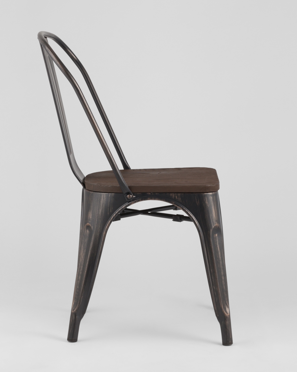 Стул Tolix Wood 850 Черная патина с золотом