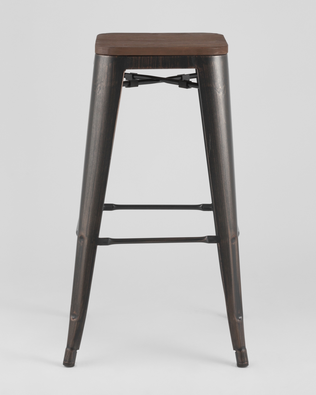 Стул барный TOLIX  WOOD Черная патина с золотом