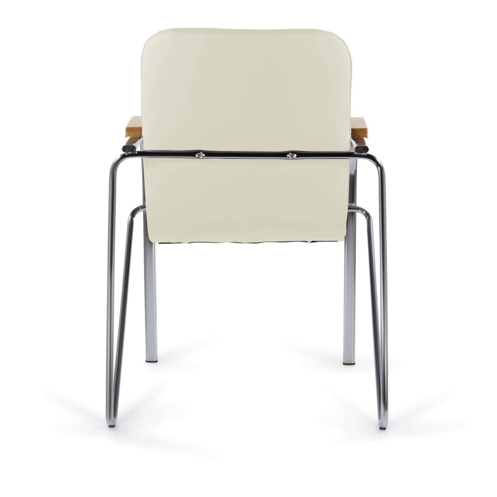 Кресло для приемных BRABIX Samba CF-105 BOX-2 хром каркас накладки бук, кожзам Бежевый