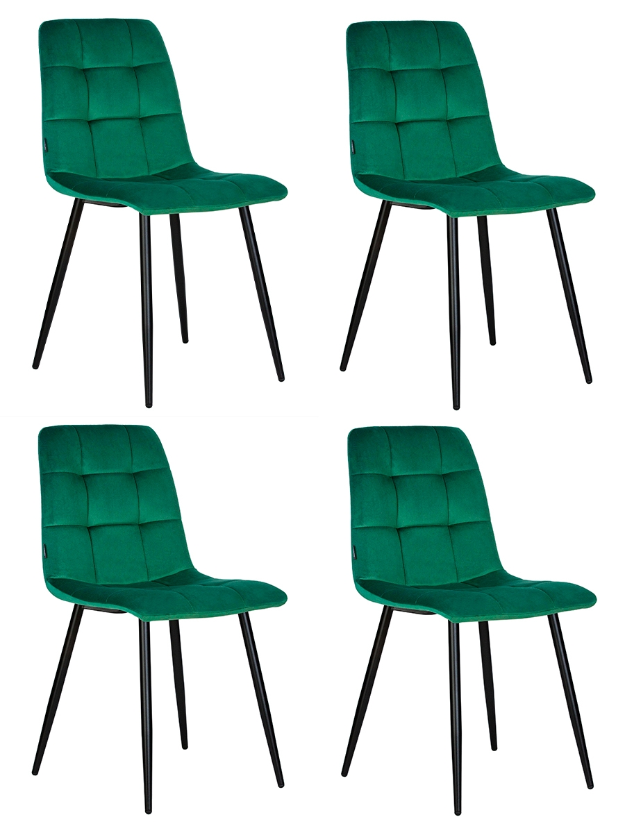 Стул обеденный DOBRIN CHILLY (Темно-зеленый Holland 30, основание черное) 4 шт
