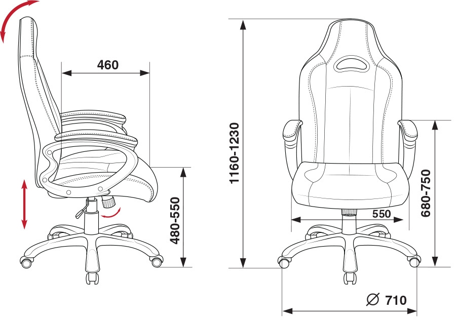 Кресло игровое Бюрократ CH-827/BL+BLACK