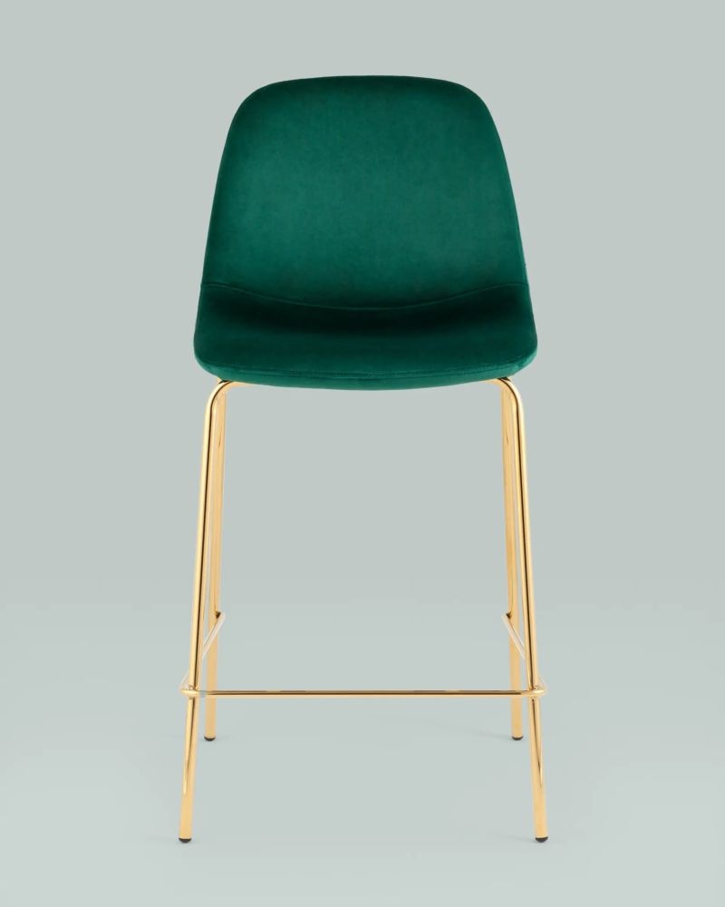 Стул полубарный Валенсия SN велюр Зеленый золотые ножки