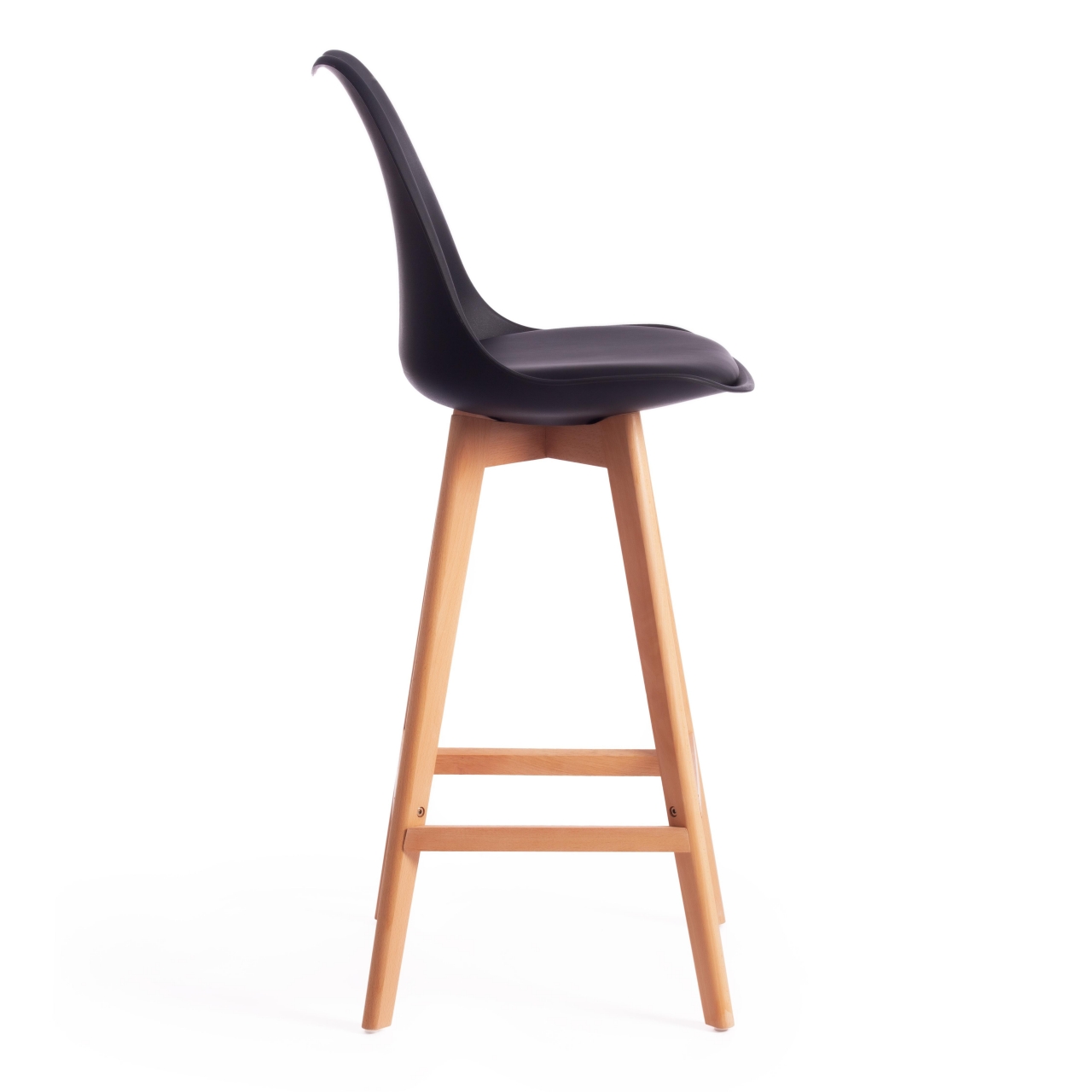 Стул барный TULIP BAR (mod. C1014H) пластик/дерево, 57 х 48 х 104 см, черный 3010/натуральный