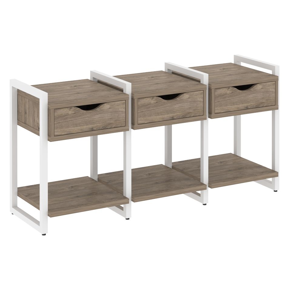 Тумба на регулируемых опорах наборная. Вариант №4 LOFT VR.L-TN-4.O Металл белый Тиквуд темный