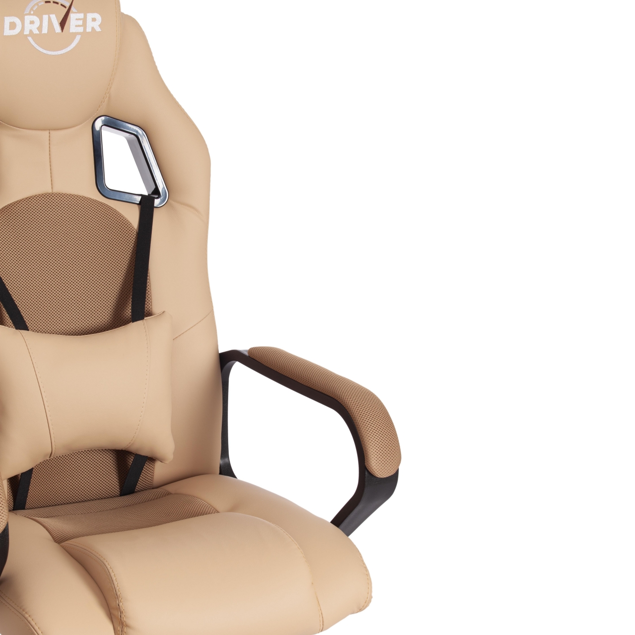 Кресло DRIVER (22) кож/зам/ткань, бежевый/бронза, 36-34/TW-21