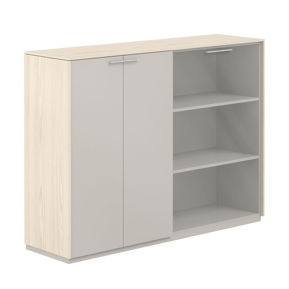 Шкаф средний двойной Atlas NZ-0315+NZ-0325.YN.GS.GL Ясень Наварра Серый камень