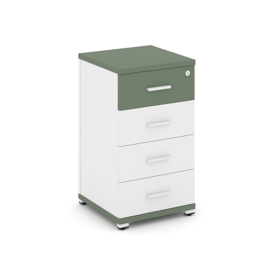 Тумба опорная/приставная с 4 ящиками CONCEPT CN.TUO-002 B/W Кобо Белый бриллиант Белый