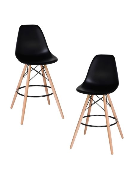 Стул барный DOBRIN DSW BAR (ножки светлый бук, цвет сиденья черный (B-03)) 2 шт