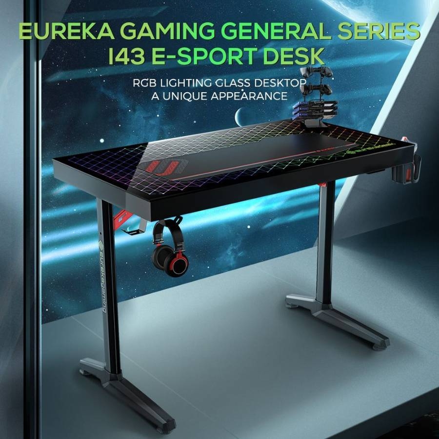 Геймерский стол с RGB подсветкой Eureka GTD-I43 Explorer Edition