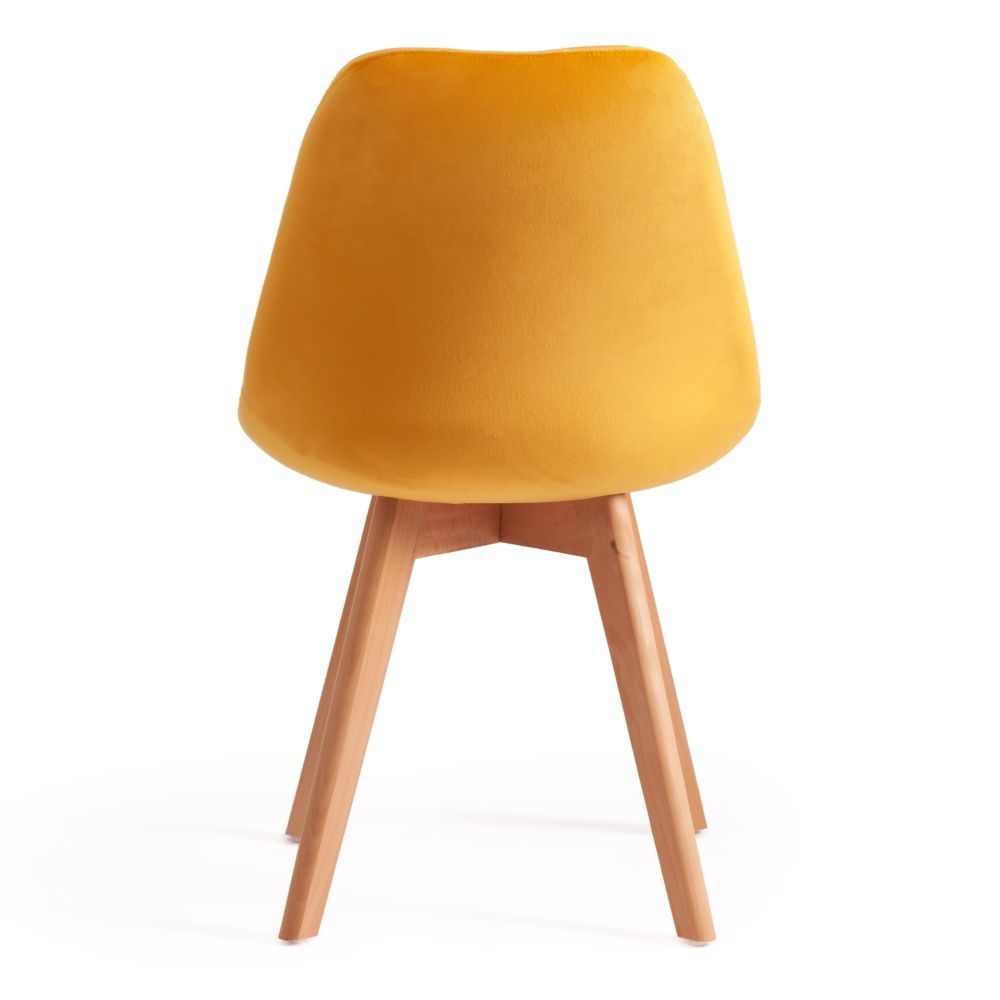 Стул TULIP SOFT (mod. 74) / 1 шт. в упаковке вельвет/дерево , 54 х 47 х 83 см , желтый (HLR 41)/натуральный