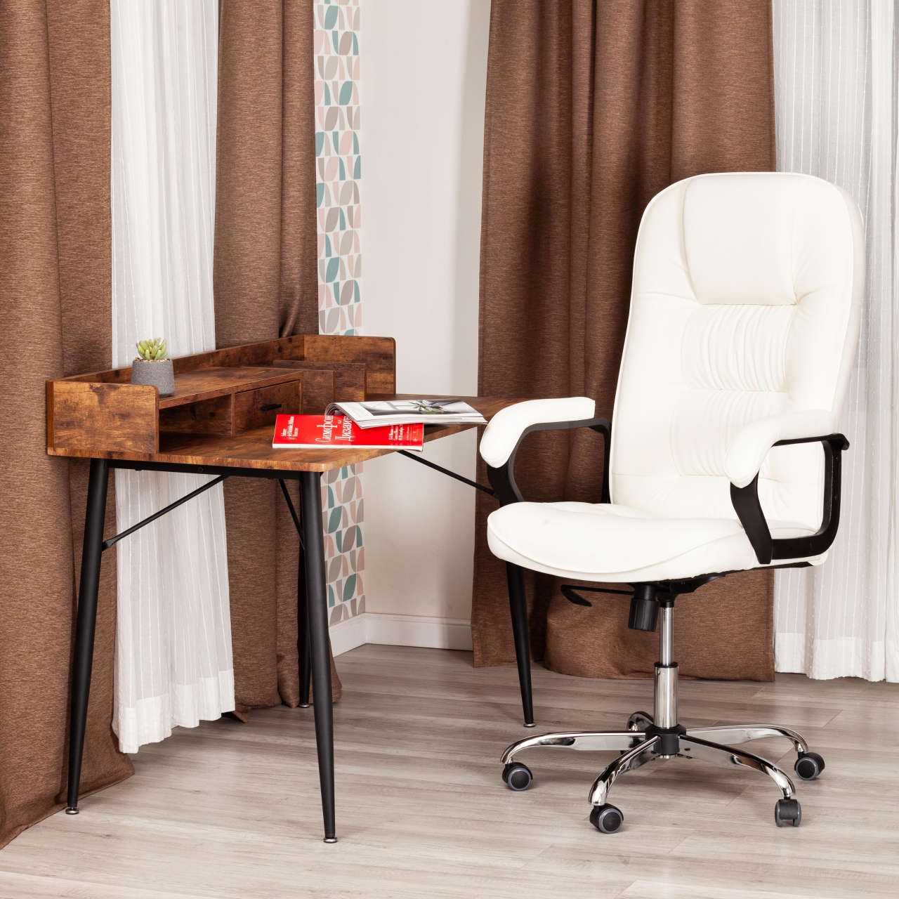 Кресло СН9944 (22) хром кож/зам, белый, 36-01