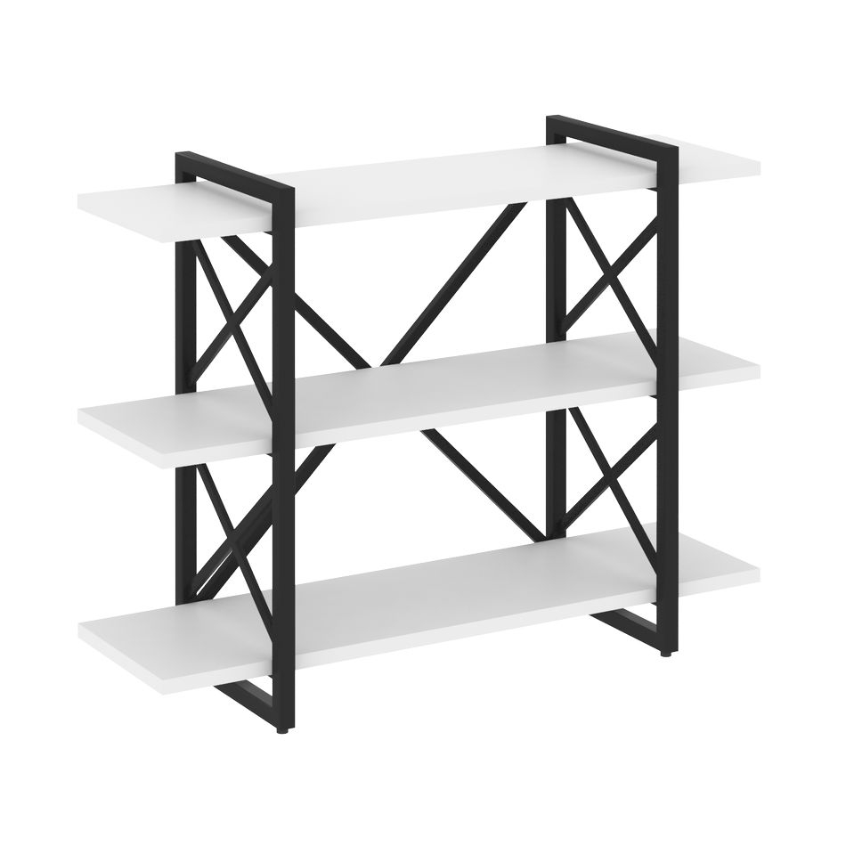 Стеллаж на регулируемых опорах - 3 полки LOFT VR.L-MST.O-3.8V Металл черный Белый Бриллиант