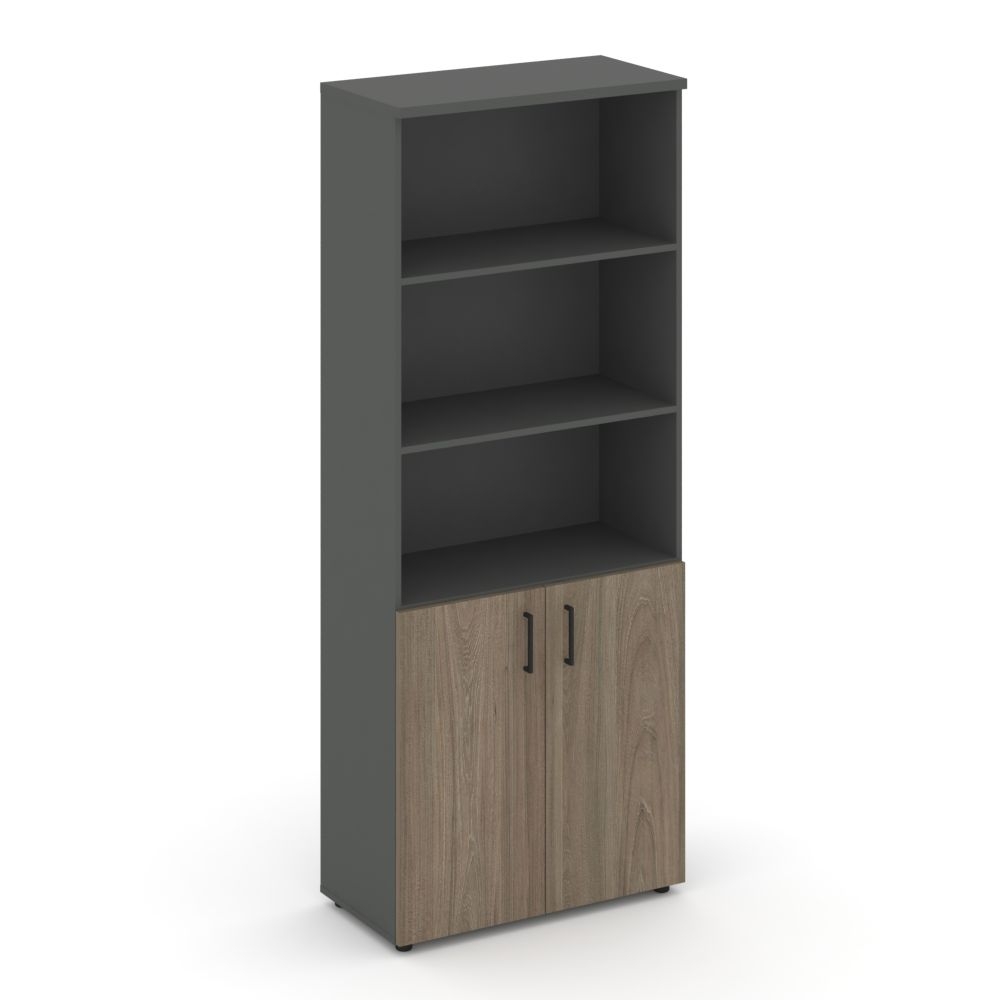 Шкаф высокий широкий Style Project SN.STS-101 Антрацит/Вяз благородный/Черный Ручки 796*400*1982