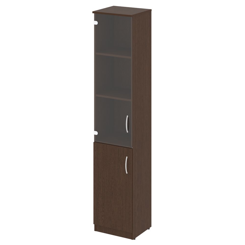 Шкаф высокий узкий левый (1 низкая дверь ЛДСП, 1 средняя дверь стекло) NOVA S В.СУ-1.2 L Венге Цаво