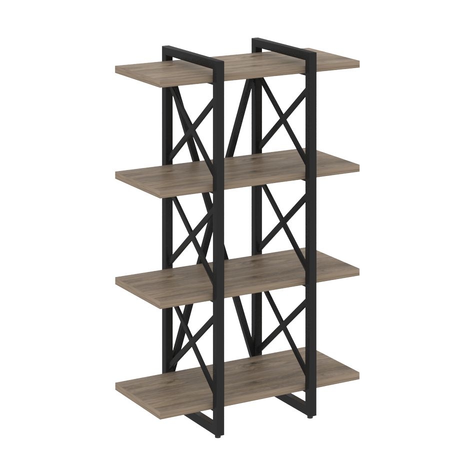 Стеллаж на регулируемых опорах - 4 полки LOFT VR.L-MST.O-4.4V Металл черный Тиквуд темный