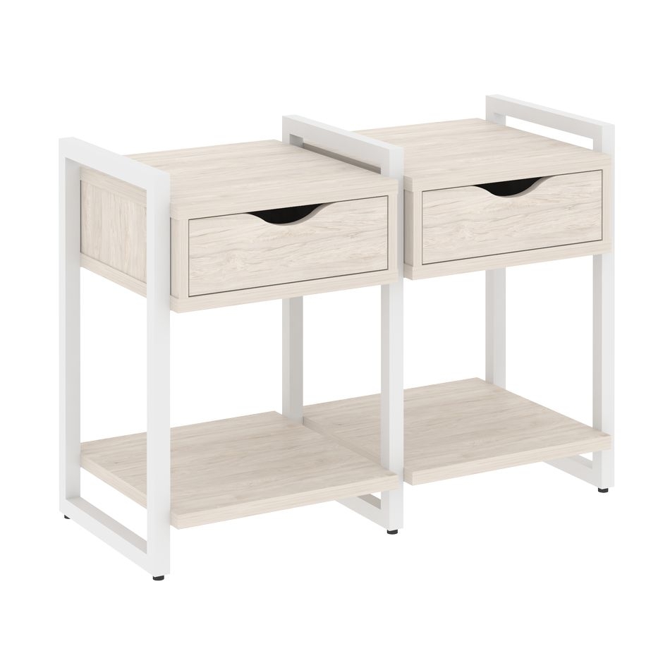 Тумба на регулируемых опорах наборная. Вариант №1 LOFT VR.L-TN-1.O Металл белый Денвер светлый