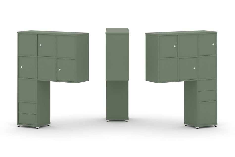 Надставка на стол высокая двухсторонняя + задняя стенка (8 шт.) + блок с 2-мя ящиками (2 шт.) + распашной фасад (6 шт.) CONCEPT CN.DNV-004 Кобо Белый металл