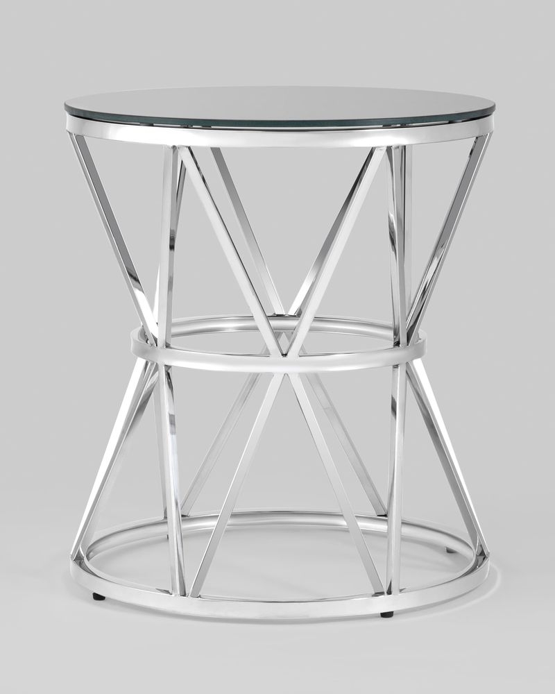 Журнальный стол ВИВА 50x50 Серебро (стекло черное)