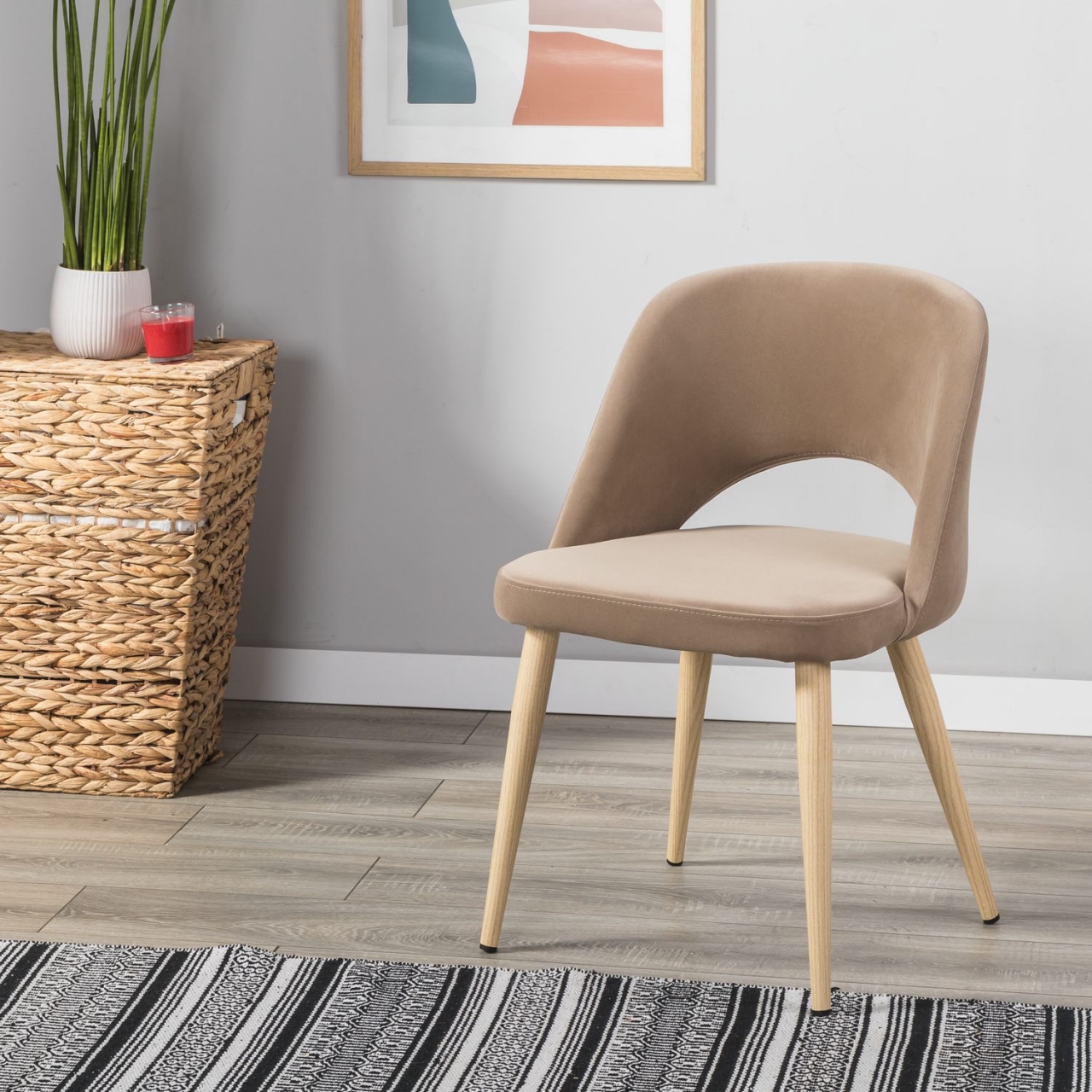 Кресло Lars Diag beige/нат.дуб