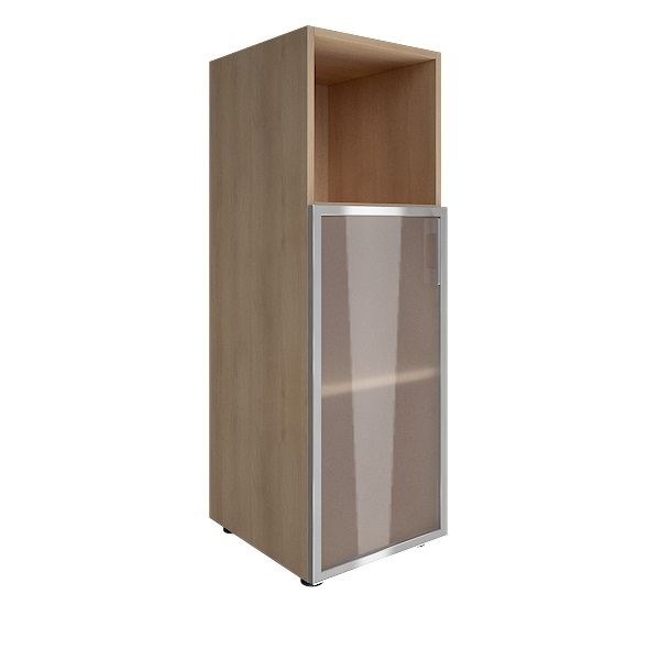 Шкаф книжный средний со стеклом в раме Lacobel без топа YALTA LT-SU 2.2L white Снежная Патина