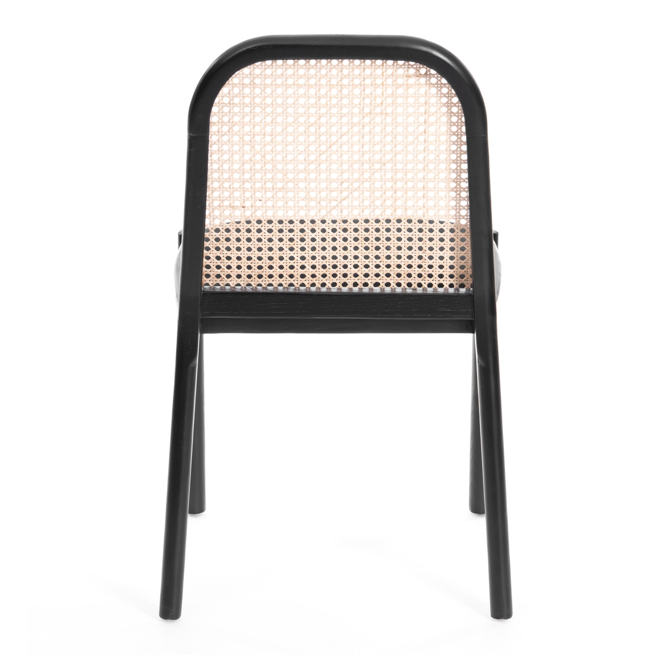 Стул FREYA дерево вяз/ротанг, ткань лен, черный/черный лен, 46х41х79,5 см