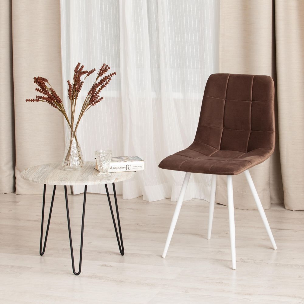 Стул CHILLY (mod. 7095-1) / 1 шт. в упаковке ткань/металл, 45x53х88 см, высота до сиденья 50 см, коричневый barkhat 12/белый