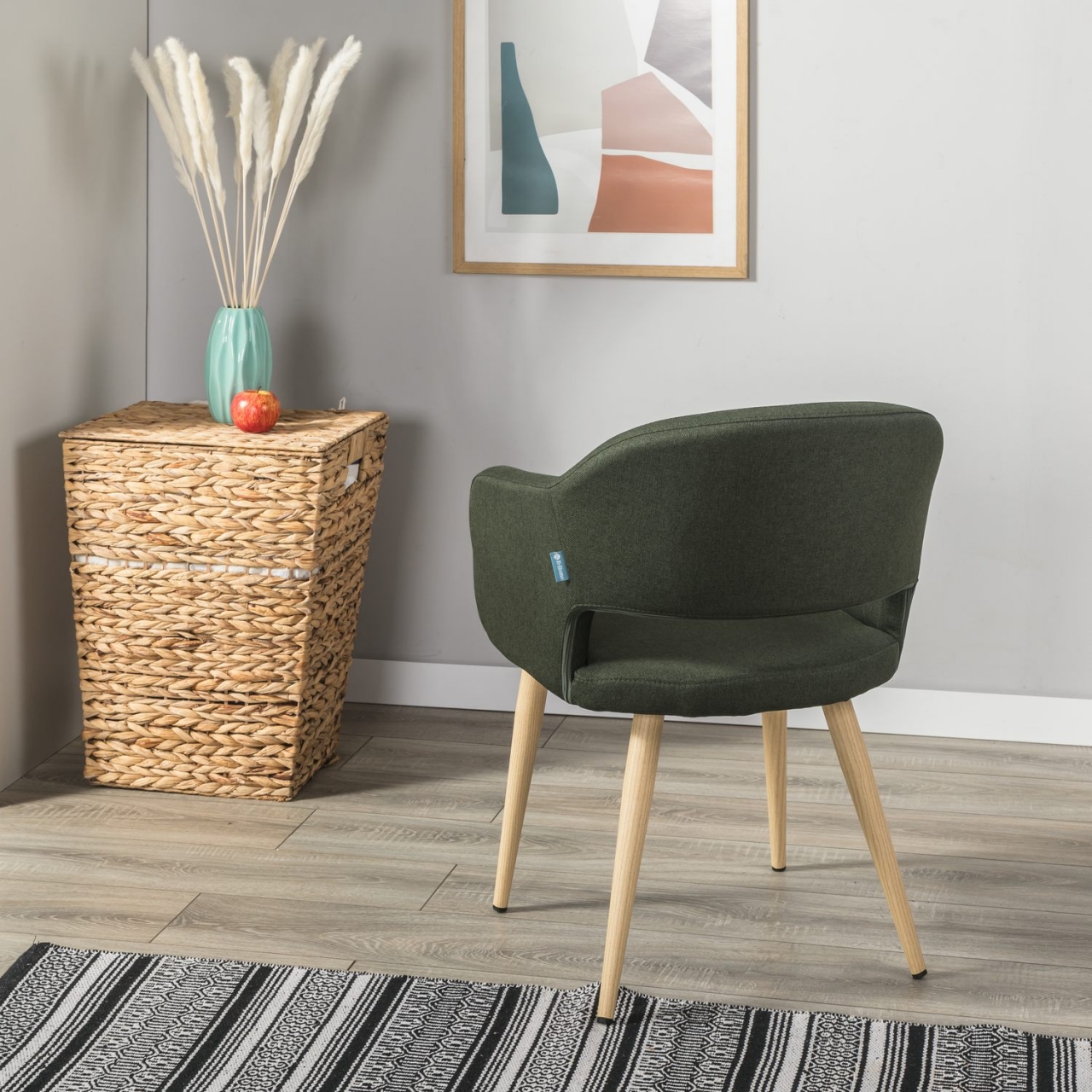 Кресло Oscar темно-зеленый/нат.дуб