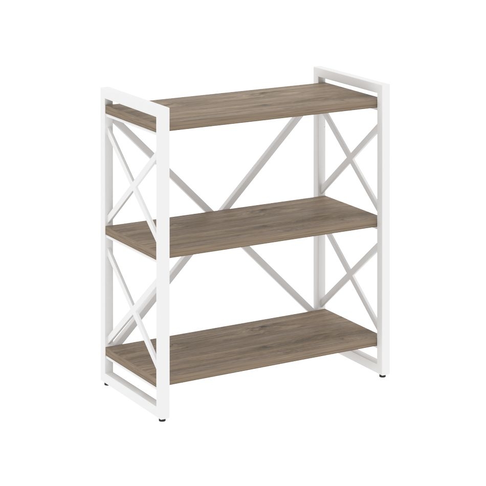 Стеллаж на регулируемых опорах - 3 полки LOFT VR.L-MST.O-3.8 Металл белый Тиквуд темный