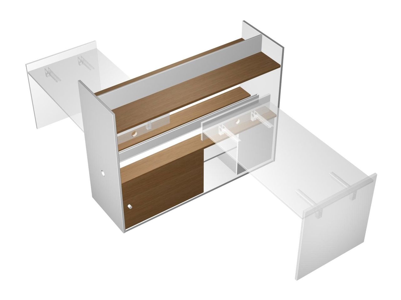 Тумба опорная 180 c ProSystem и надстройкой-полкой с отверстиями под кабель-канал Profiquadro КВ 2007 БН Орех ногаро/белый премиум