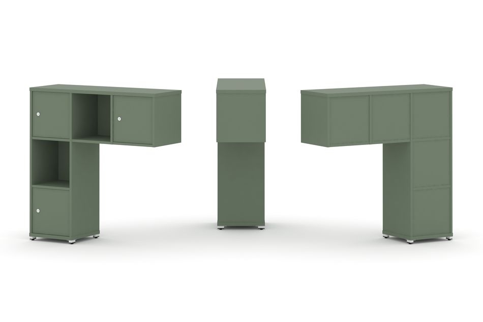 Надставка на стол низкая односторонняя + задняя стенка (5шт.) + распашной фасад (3 шт.) CONCEPT CN.ONN-002 Кобо Белый металл