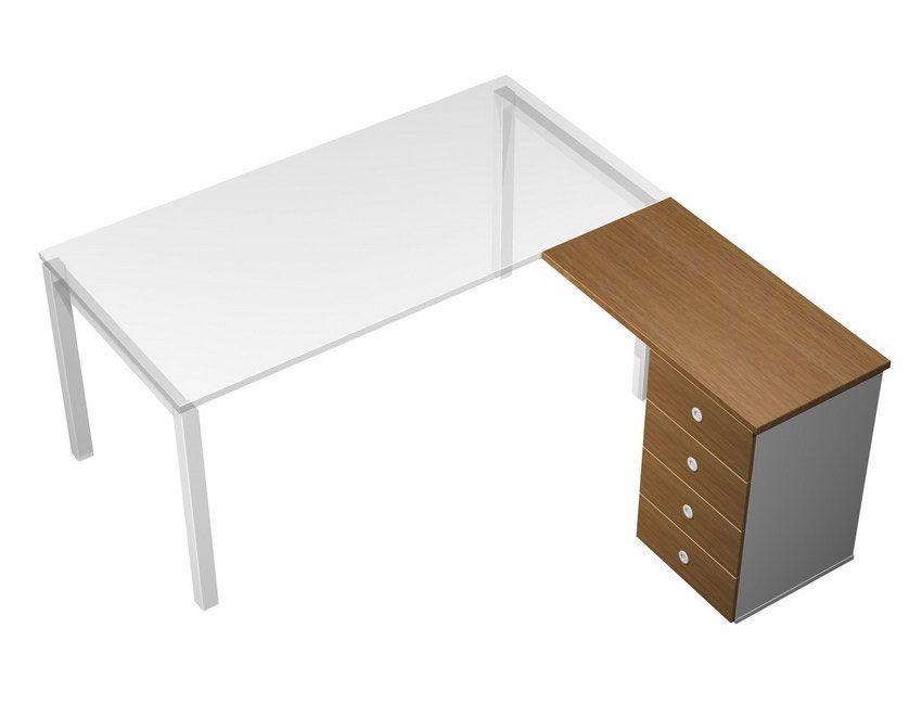 Брифинг-приставка с тумбой и центральным замком Profiquadro КВ 252 Орех ногаро/белый премиум