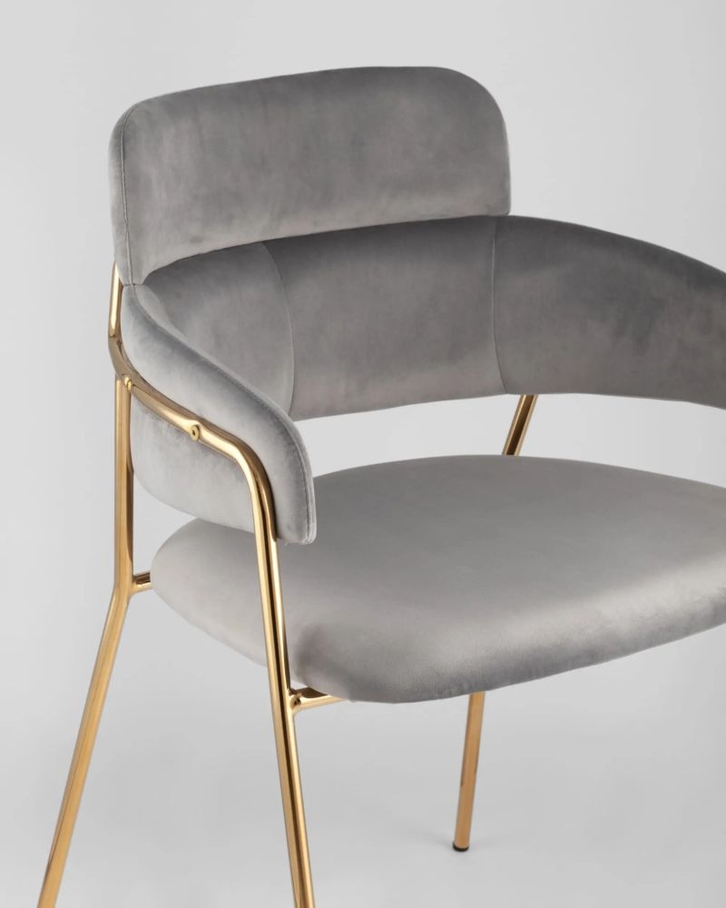Стул Полин светло-серый 2 шт. с золотыми ножками