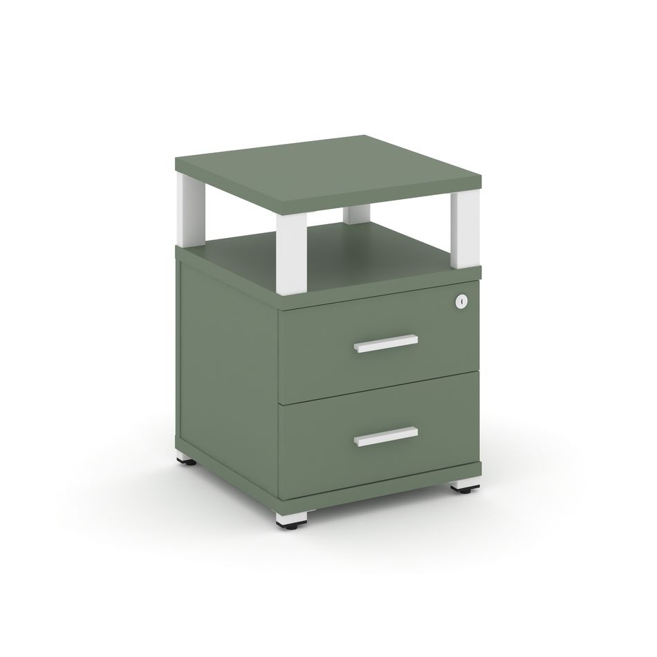 Тумба приставная с 2-мя ящиками и надставкой CONCEPT CN.TUP-002 B/W Кобо Белый