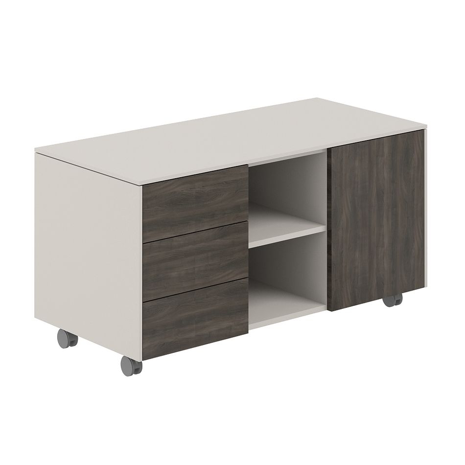 Тумба мобильная 3-секционная Atlas NZ-0223.GS.BT Серый камень Бренсон Трюфель