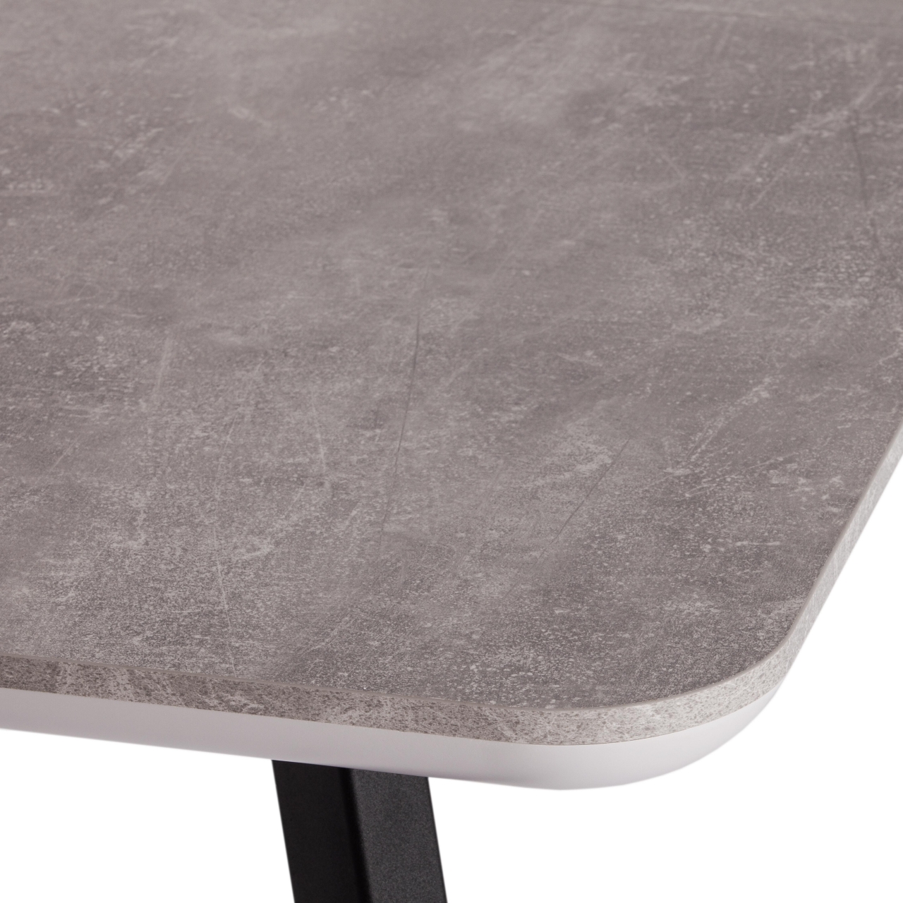 Стол обеденный NELSON МДФ/ЛДСП/металл, 128-170х80х75 см, Бетон/Черный