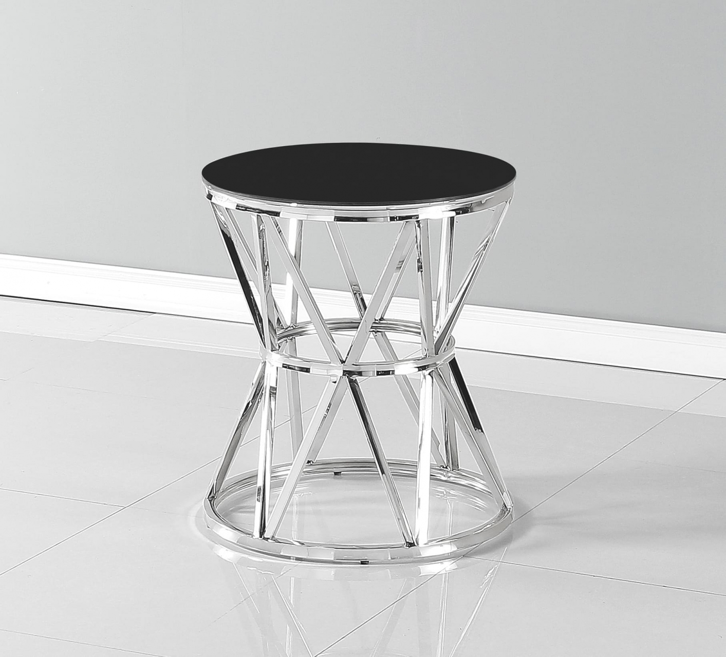 Журнальный стол ВИВА 50x50 Серебро (стекло черное)