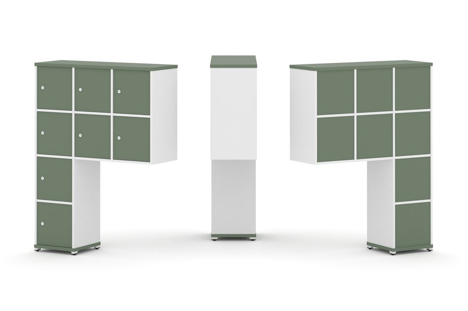 Надставка на стол высокая односторонняя + задняя стенка (8 шт.) + распашной фасад (8 шт.) CONCEPT CN.ONV-010 Кобо Белый бриллиант Белый металл