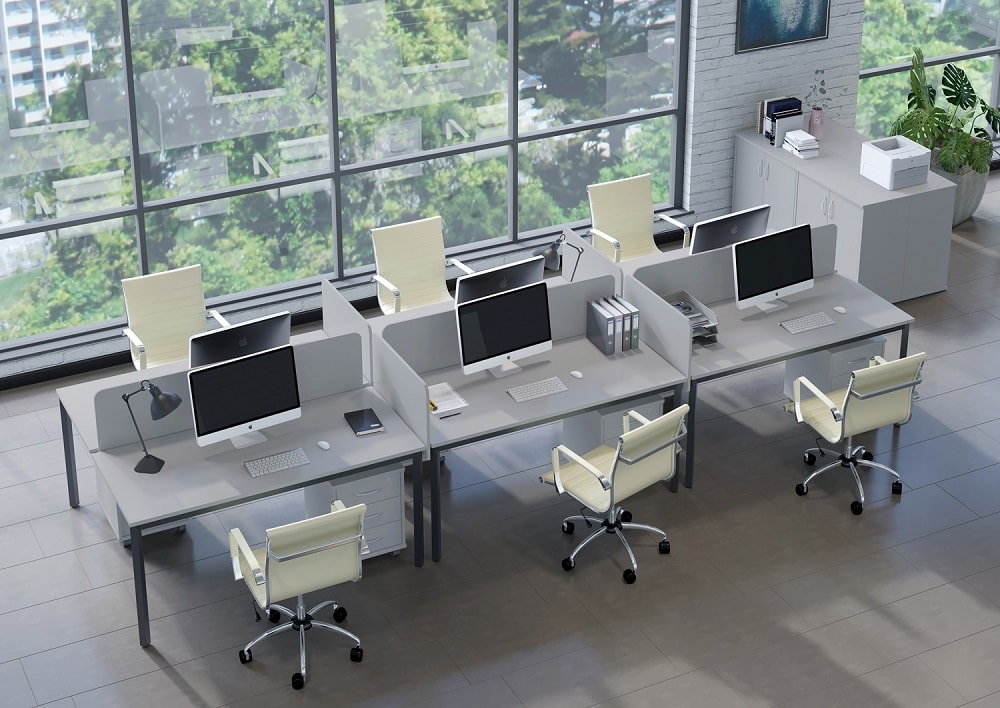 Комплект из 6 рабочих мест SLIM SYSTEM 6РМ Серый-Антрацит